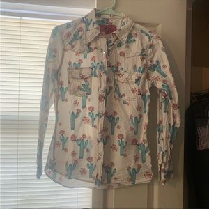 Cowgirl hardware cactus button down shirt
